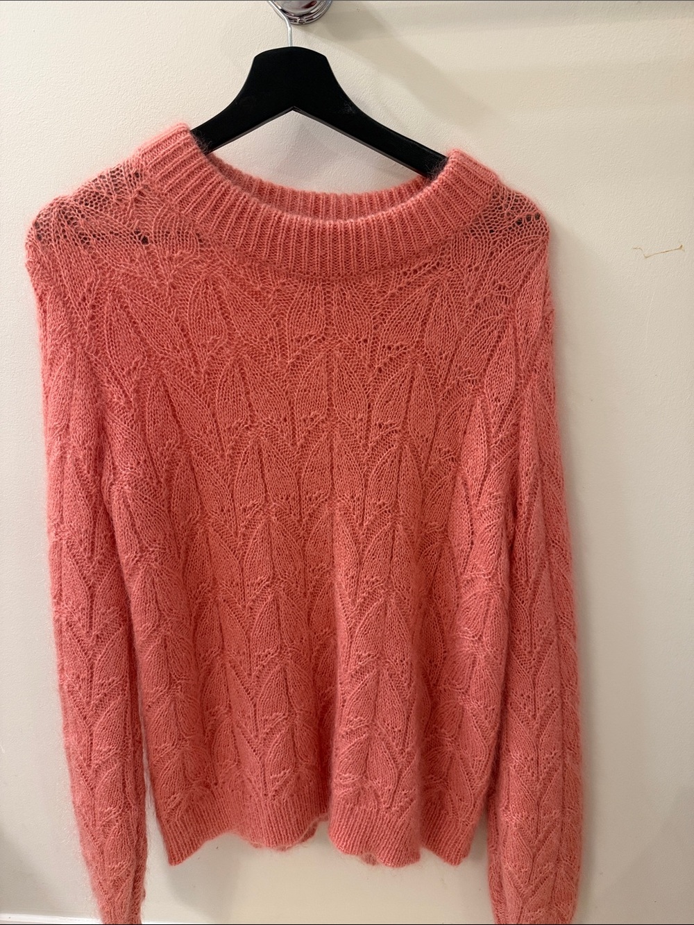 Nordstrom Coral Pink Cable-Knit Scoop Sweater